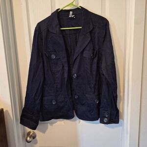St Johns Bay Navy Blue Stretch Button Jacket